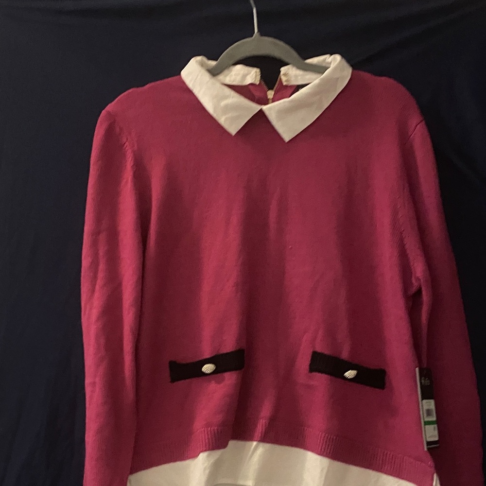 Karl Lagerfeld Fuchsia Sweater with White Collar